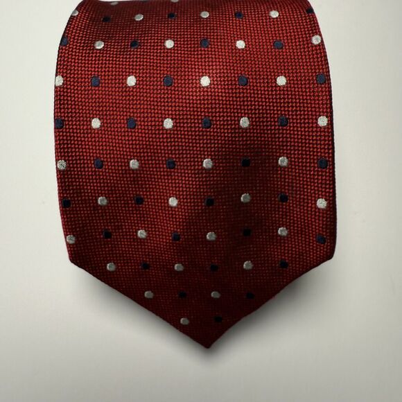 Lauren Ralph Lauren Red Polka Dot Tie 100% Silk Handmade Men’s Classic Neckwear - Picture 2 of 8